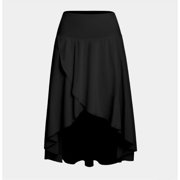 Halara Breezeful High Waisted Asymmetrical Ruffle High Low Skirt Black Size M - Picture 6 of 10